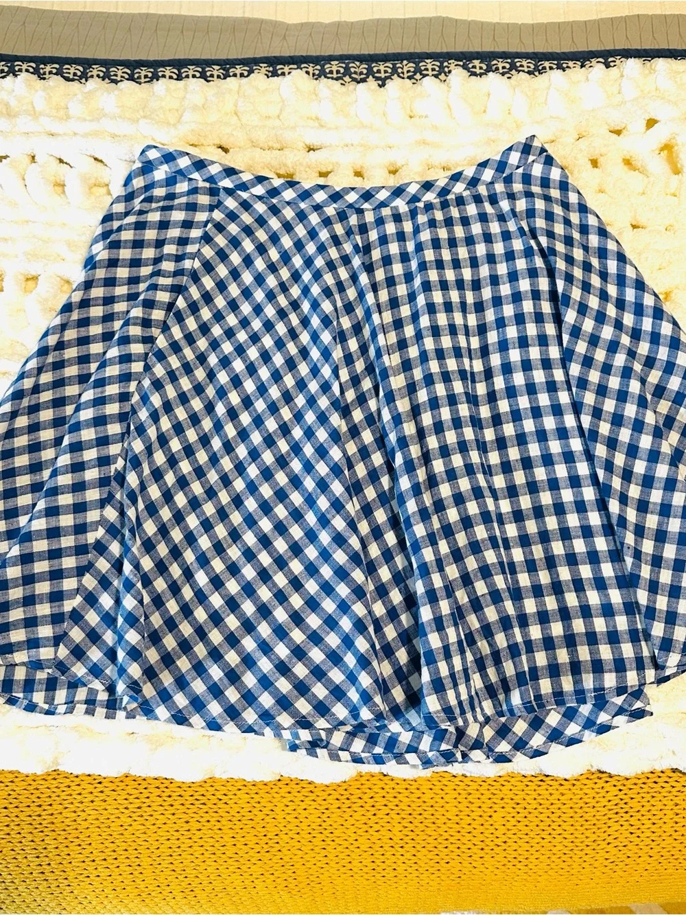 J. Crew Blue & White Gingham Skater Skirt - Picture 2 of 8